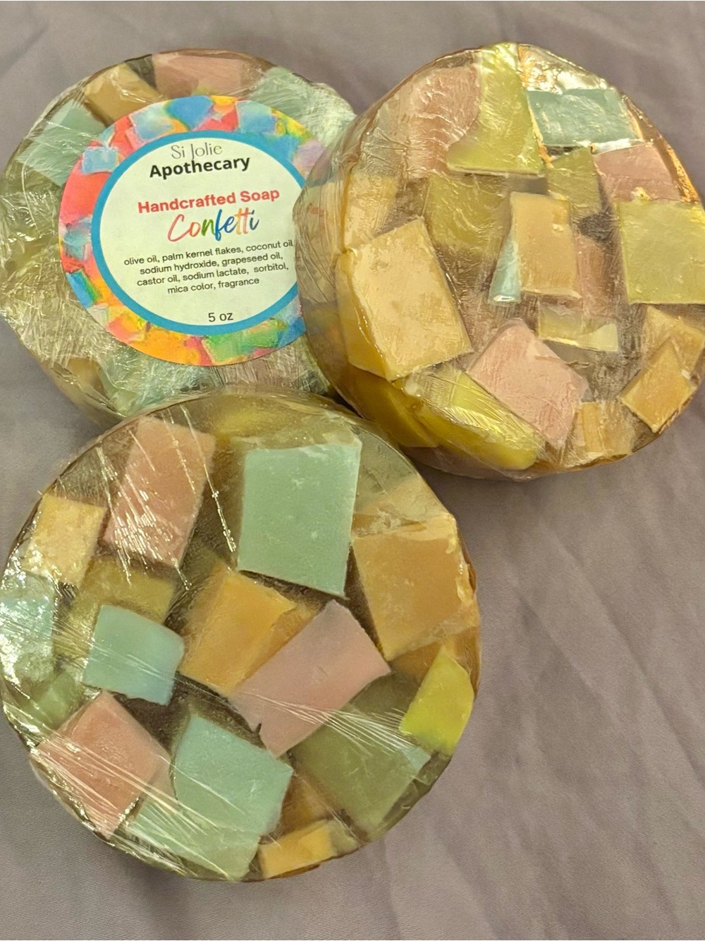 Handcrafted Artisan Confetti Soap - Pastel Multi